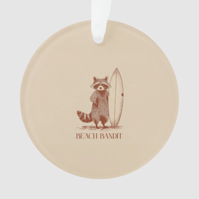 Beach Bandit Raccoon Surfer – Funny Vintage Ornament (Vorderseite)