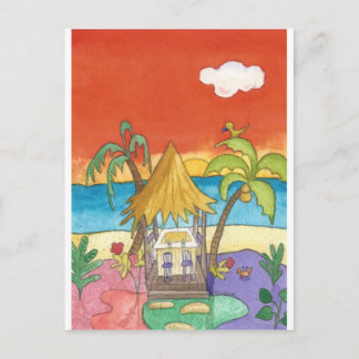 Beach Bar at Sunset Postcard Postkarte