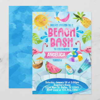 Beach Bash Pool Party Geburtstag Einladung