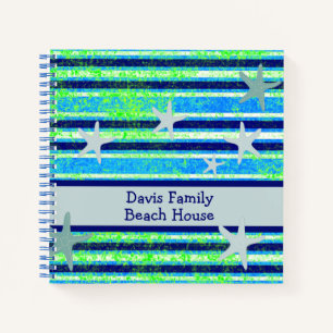 Beach Batik Stripes und Starfish Notizbuch