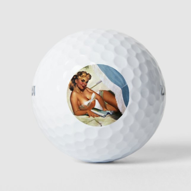 Beach Beauty Button Up Girl Golf Balls Golfball (Vorderseite)