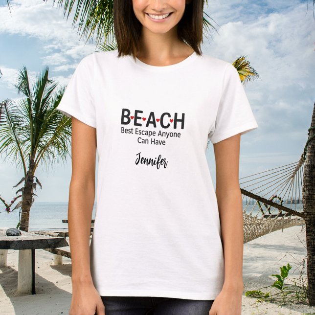 Beach Best Escape kann jeder seinen Namen haben T-Shirt (Von Creator hochgeladen)