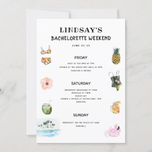 Beach Bikini Bachelorette Itinerary Einladung
