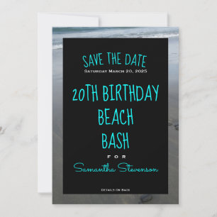 Beach Birthday Bash jedes Jahr jeder Name Einladun Save The Date