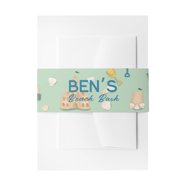 Beach Birthday Bash Sand Castle Babydusche Einladungsbanderole (Vorderseite Beispiel)