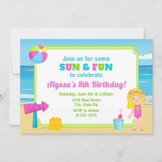 Beach Birthday Einladung Beach Party Girl