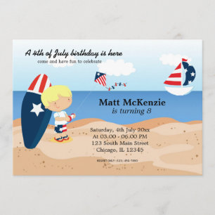 Beach Birthday Independence Day Party Einladung