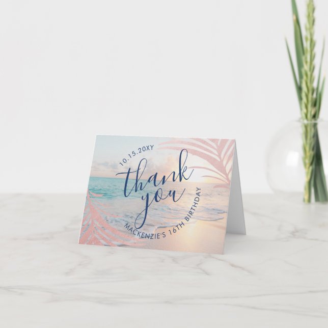 Beach Birthday Party Danke Karte (Vorderseite)