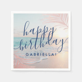 Beach Birthday Party Personalisiert Cocktail Serviette