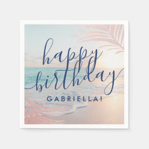 Beach Birthday Party Personalisiert Cocktail Serviette
