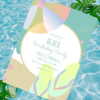 Beach Birthday Party Sand Beach Ball Einladung