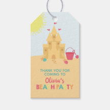 Beach Birthday Party Sand Castle Tags