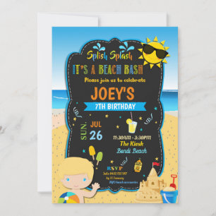 Beach Birthday Party Summer Blond Boy Einladung