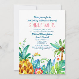 Beach Birthday Party Tropical Ananas Palms Einladung