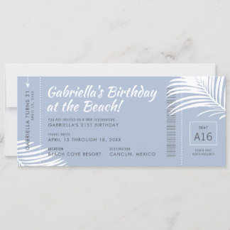 Beach Birthday Trip Boarding Pass Ticket Aquamarin Einladung
