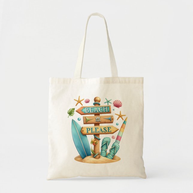 "Beach Bitte" Beach Tote Bag Tragetasche (Vorne)