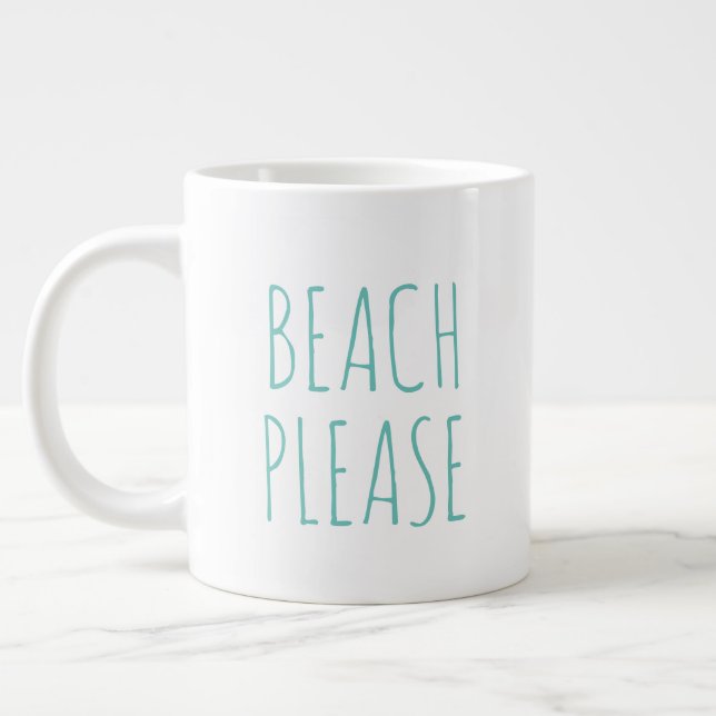 "BEACH BITTE" Einfaches modernes Bauernhaus Jumbo-Tasse (Links)