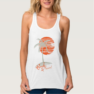 Beach BITTE! Sonnenuntergang und Palmenbaum Tank Top