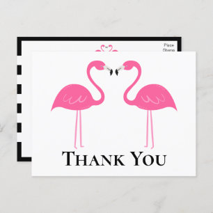 Beach Black Pink Flamingo Wedingo Vielen Dank Postkarte