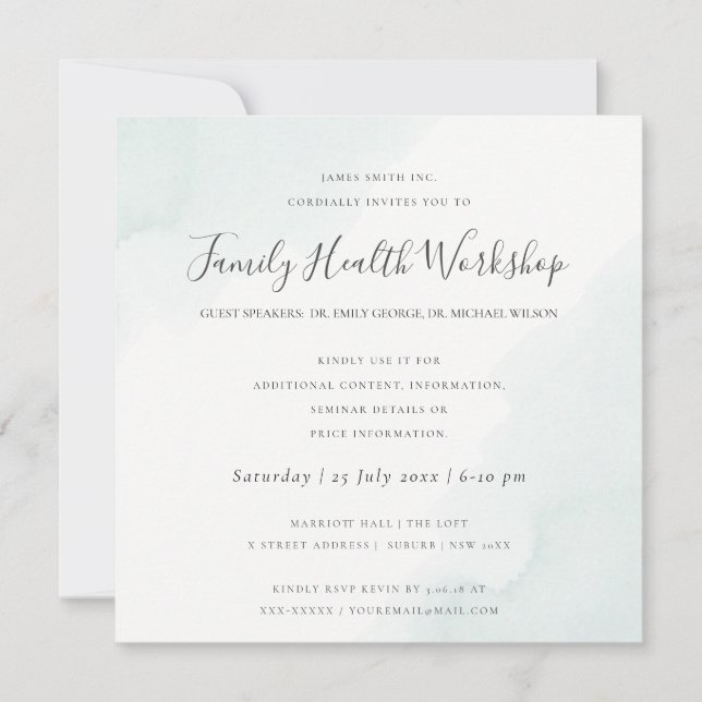 BEACH BLAUE WATERCOLOR BRUSH STROKE WORKSHOP EREIG EINLADUNG (Vorderseite)