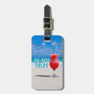 Beach Bliss Ocean Vacation Red Tropical Cocktail Gepäckanhänger