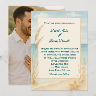Beach Bliss Photo Wedding Invitation Einladung