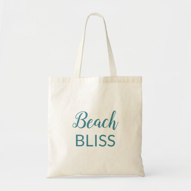 Beach Bliss Typografie Aqua Tragetasche (Vorne)