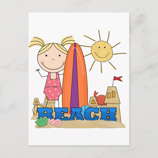 BEACH - Blond Girl Tshirts und Geschenke Postkarte (Vorderseite)