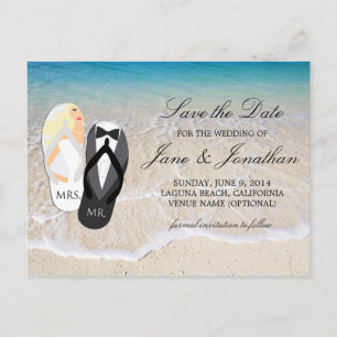 Beach Blonde "Herr und Frau" Hochzeit Save the Dat Ankündigungspostkarte