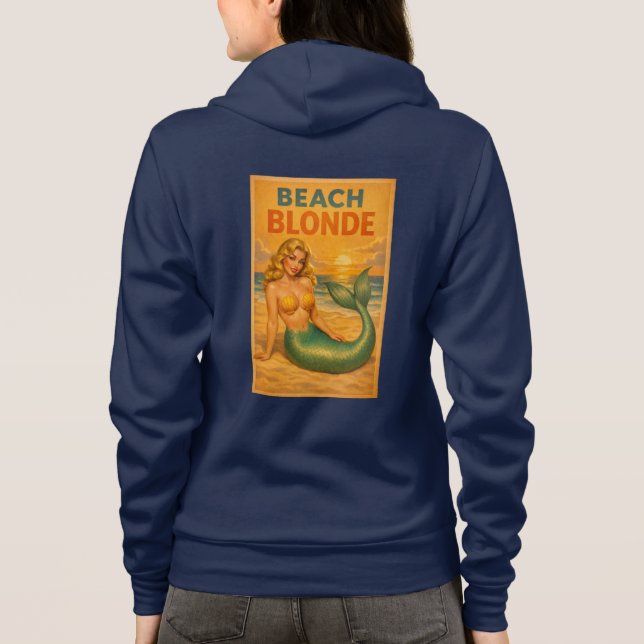 Beach Blonde Pin-Up Mermaid - Retro Coastal Life Hoodie (Rückseite)