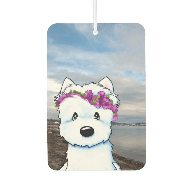 Beach Blossom Westie Autolufterfrischer (Vorderseite)
