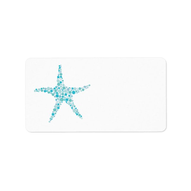 Beach Blue Aqua Starfish Hochzeitsplattform Adressaufkleber (Vorne)