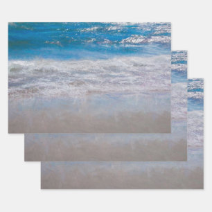 Beach Blue Coastal Ocean Wave Tropical Art Geschenkpapier Set