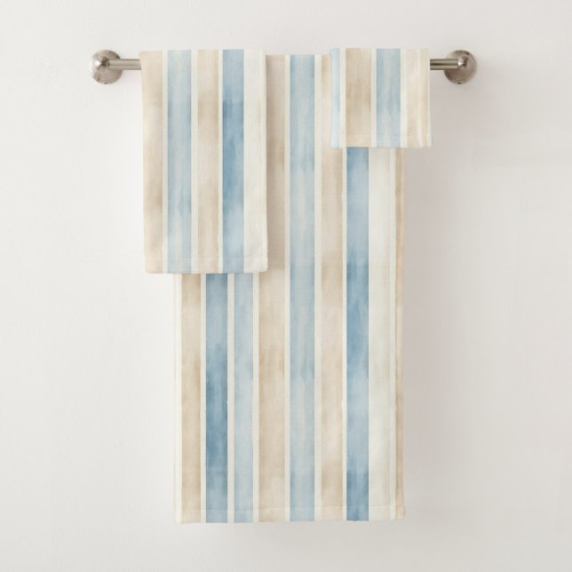 Beach Blue Cream Stripes Badhandtuch Set (Insitu)