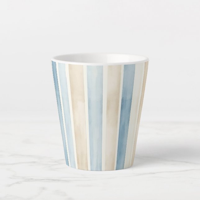 Beach Blue Cream Stripes Milchtasse (Vorderseite)