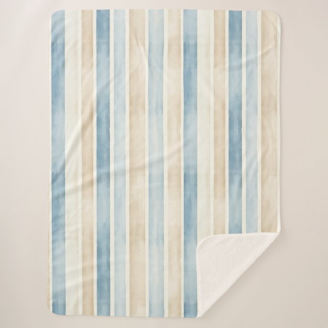 Beach Blue Cream Stripes Sherpadecke (Vorderseite)