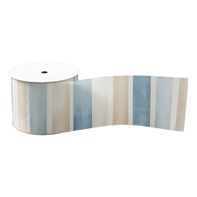 Beach Blue Cream Stripes Wedding Ripsband (Spule)