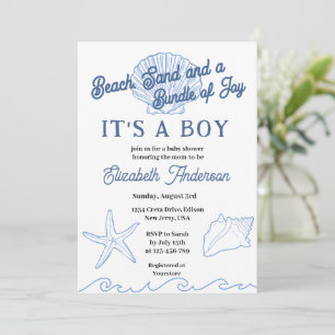 Beach Blue Ocean Baby Boy Dusche Einladung