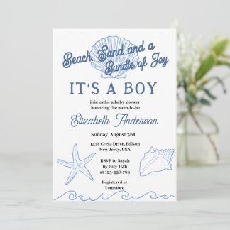 Beach Blue Ocean Baby Boy Dusche Einladung