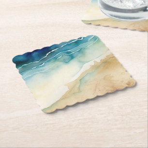 Beach Blue Ocean Sand Wedding Untersetzer