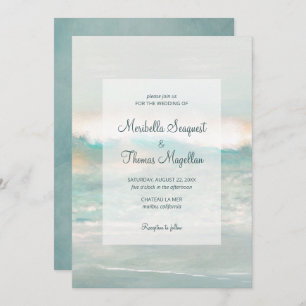 Beach Blue Ocean Waves Hochzeit Einladung