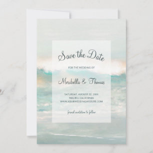 Beach Blue Ocean Waves Hochzeit Save The Date