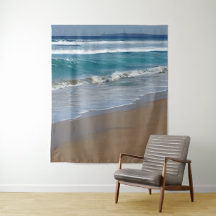 Beach Blue Ocean Waves Wandteppich
