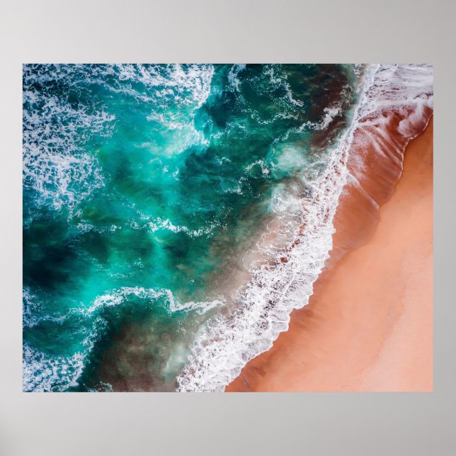 Beach Blue Ocean Welle Küste Poster (Vorne)