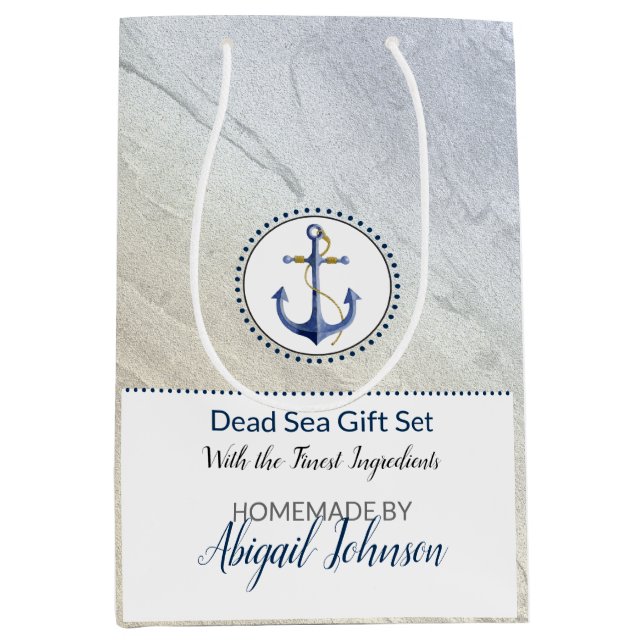 Beach Blue & Sand Nautical Gift Set Packaging Mittlere Geschenktüte (Vorderseite)