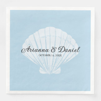 Beach Blue Seashell Wedding Napkins Serviette
