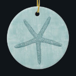 Beach Blue Starfish Keramikornament<br><div class="desc">Beach Blue Starfish Ozean Weihnachten</div>
