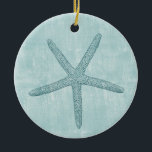 Beach Blue Starfish Keramikornament<br><div class="desc">Beach Blue Starfish Ozean Weihnachten</div>