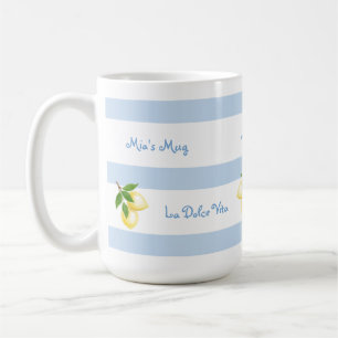 Beach Blue Stripe Dolce Vita PERSONALISIERTER Bech Kaffeetasse
