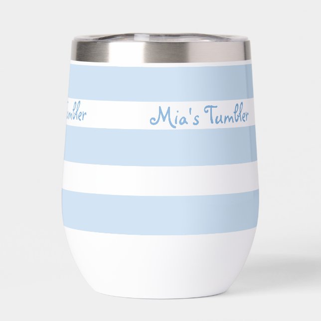 Beach Blue Strp PERSONALIZED Insulated Tumbler Cup (Rückseite)